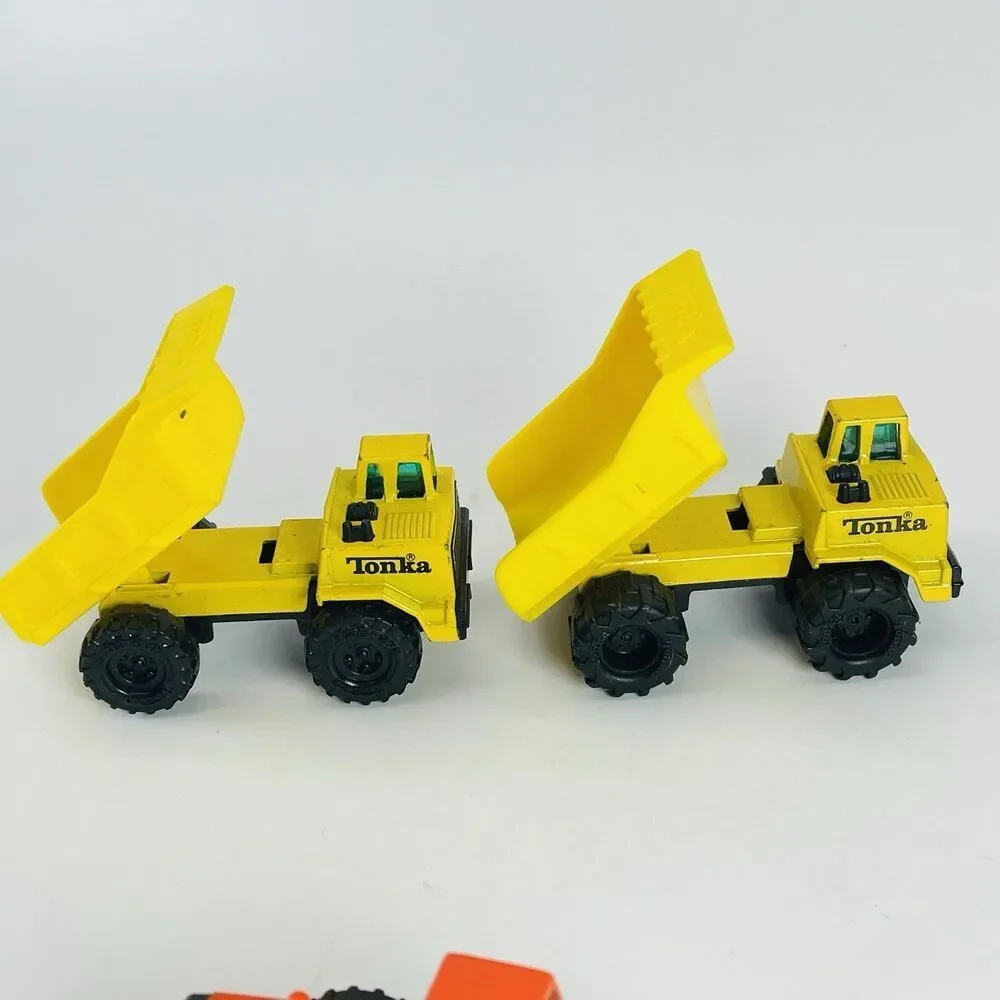 Lot of 3 Vtg Tonka Construction Vehicles 1992 Yellow Dump Trucks & Orange Load
